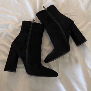 Black Faux Suede Ankle Boot